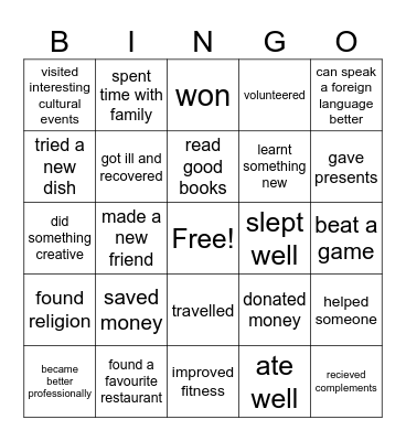 2025 Bingo Card