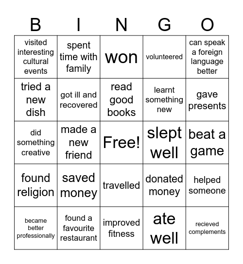2025 Bingo Card