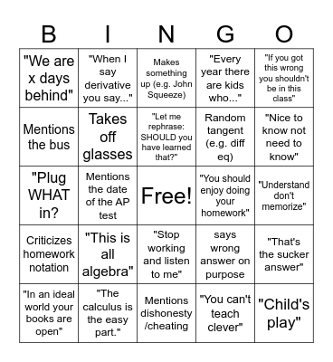 Mr. Ryan Bingo Card