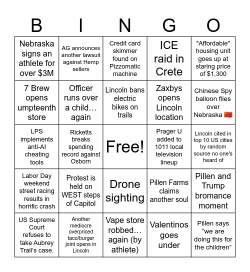 2026 Bingo Card