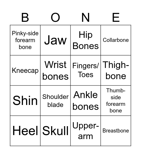 Bone-go (bone-bingo) Bingo Card