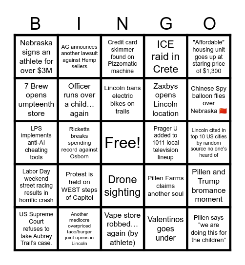2026 Bingo Card