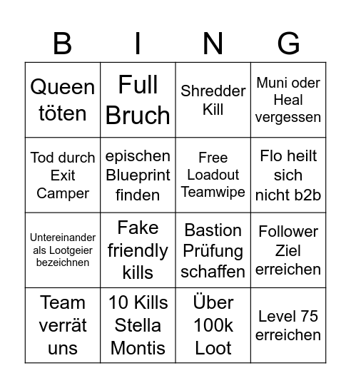 Arc Bingo Card