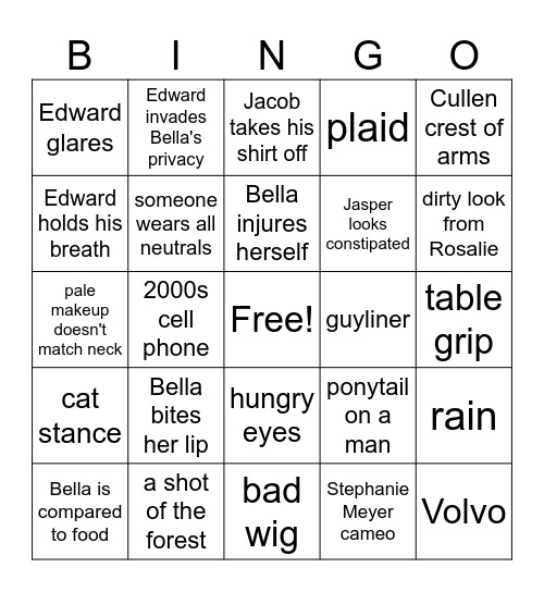 Twilight Bingo Card