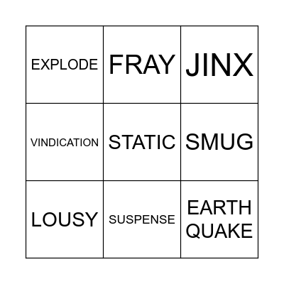 DEATH BY SCRABBLE Bingo Card