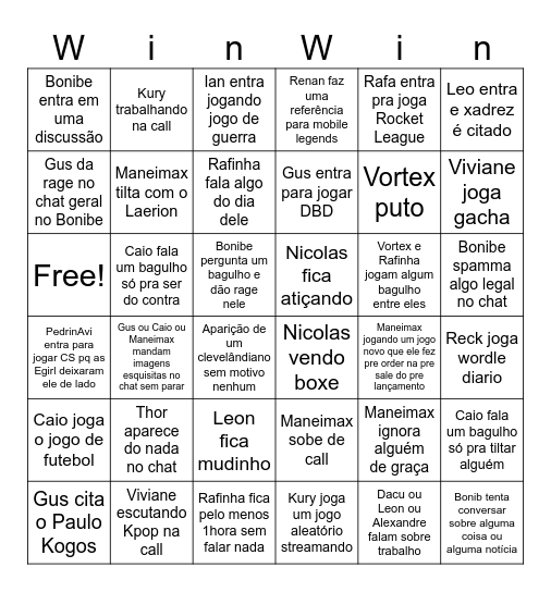 Bingo do server Bingo Card