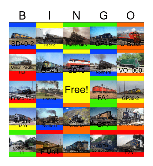 Missouri Pacific and other Railroads in Texas that I would like to take photographs with Carmen one day Bingo Card