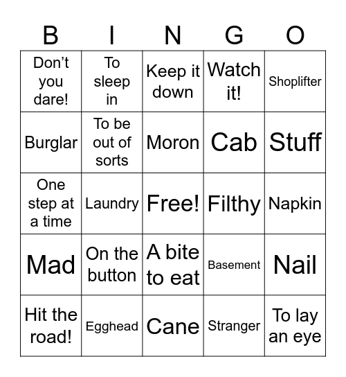 Home Alone 1 Bingo Card