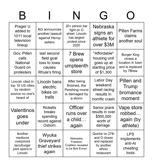 2026 Bingo Card