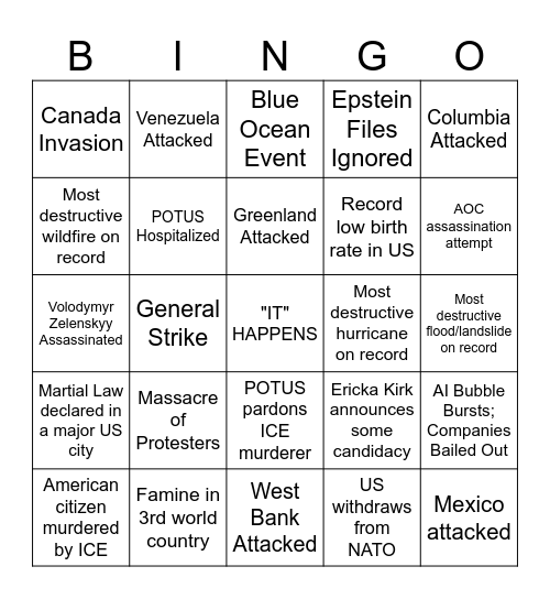 2026 Bingo Card