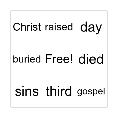 1 Corinthians 15:3b-4 Bingo Card