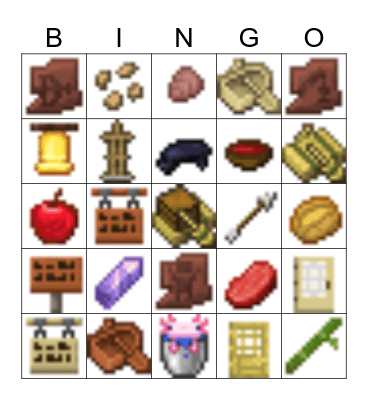 Minecraft 1.21 Items bingo Card