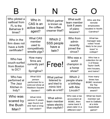BGBC Bingo - Weeks 1 & 2 Bingo Card