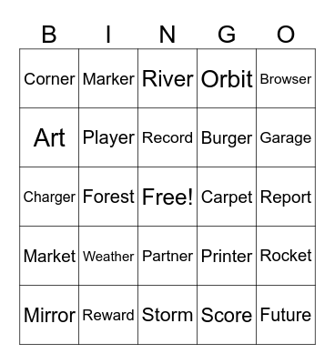 R sounds Bingo Card
