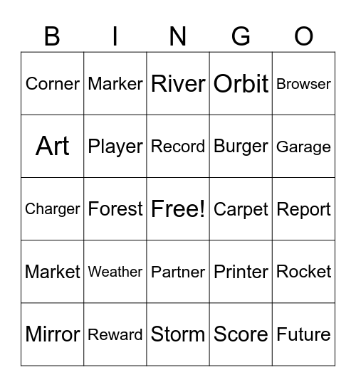 R sounds Bingo Card