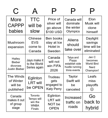 CAPPP 2026 Predictions Bingo Card
