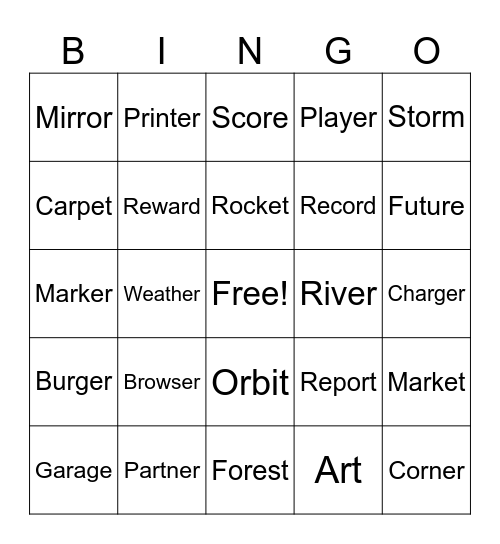 R sounds Bingo Card