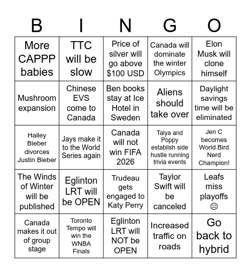 CAPPP 2026 Predictions Bingo Card