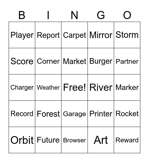 R sounds Bingo Card