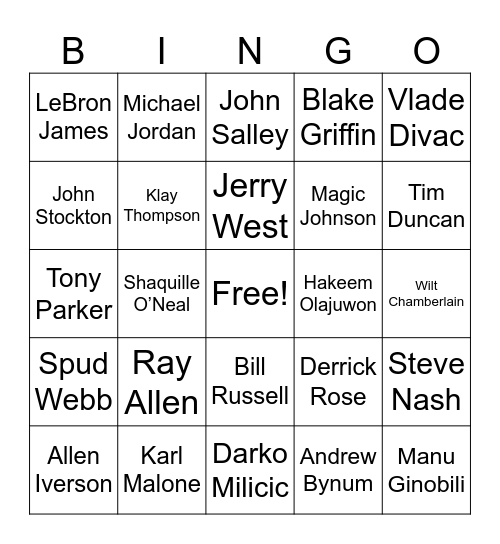 NBA Bingo Card