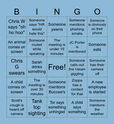 Friday Fun Bingo Card