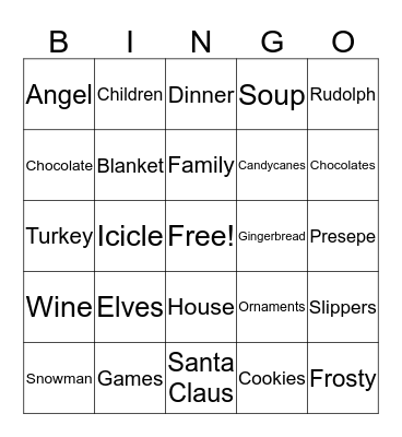 Christmas Fun Bingo Card