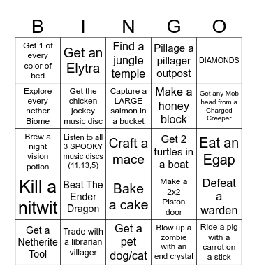 Minecraft Bingo Card