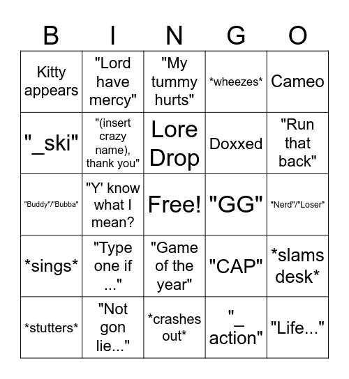 CaseOh Bingo Card