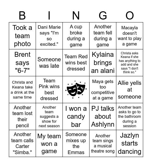 Internship Bingo Card