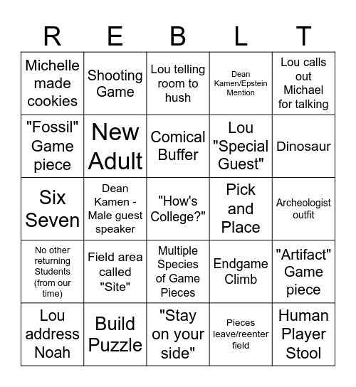 FRC 2026 Kickoff Bingo Card
