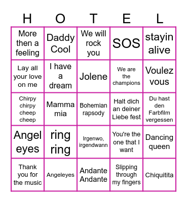 ABBA - 70er Jahre Bingo Card