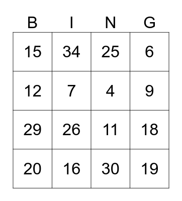 Bingo musical Bingo Card