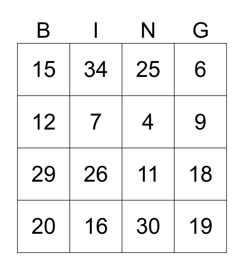 Bingo musical Bingo Card