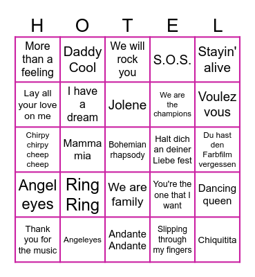 ABBA - 70er Jahre Bingo Card