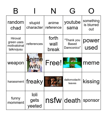 Daitomotachi bingo Card