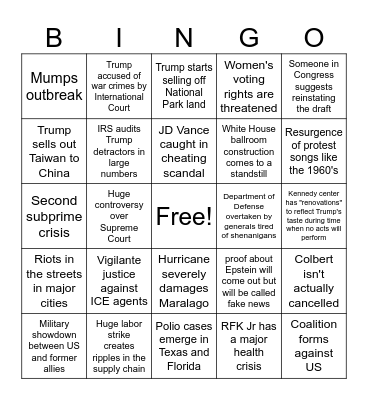 2026 Bingo Card