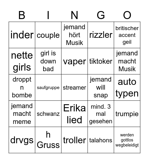 ome tv bingo als deutsche Bingo Card