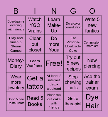 New Year Bingo Card