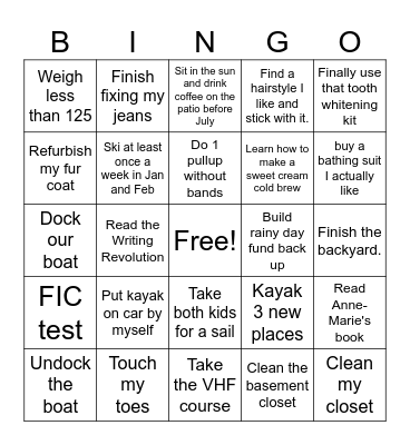 New year's resolutions Bingo Card