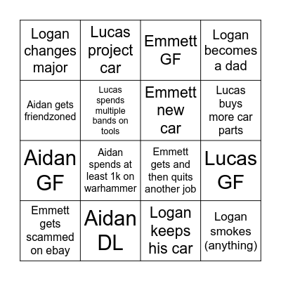 Hooligasm 2026 Bingo Card