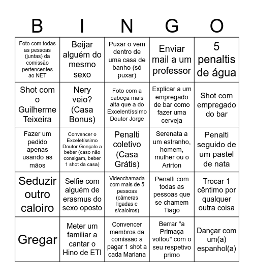 Bingo Master Rally Bingo Card