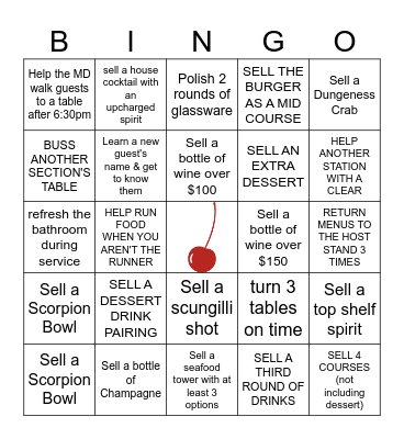 WILD CHERRY Bingo Card