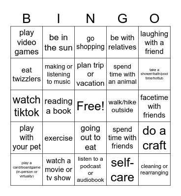 Accumulate Positive Emotions- Short Term Bingo Card