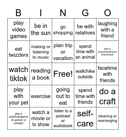 Accumulate Positive Emotions- Short Term Bingo Card