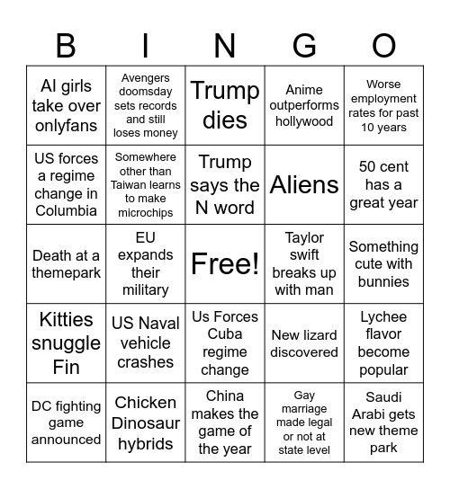 2026 Bingo Card