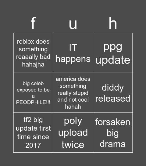 2026 bingo thing ahh Bingo Card