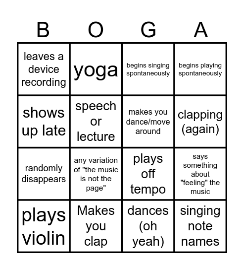 legally boga Bingo Card