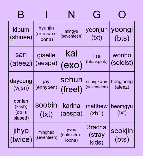 kpop idols at the sincaraz date in seoul Bingo Card