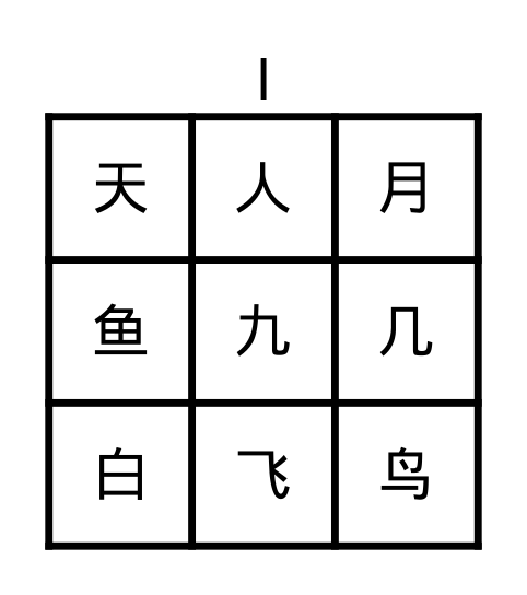 Chinese Character Bingo Card