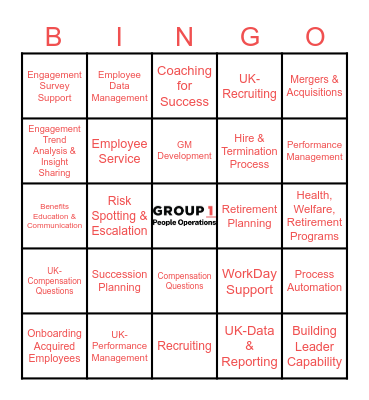 Group 1 People Operations Bingo Card